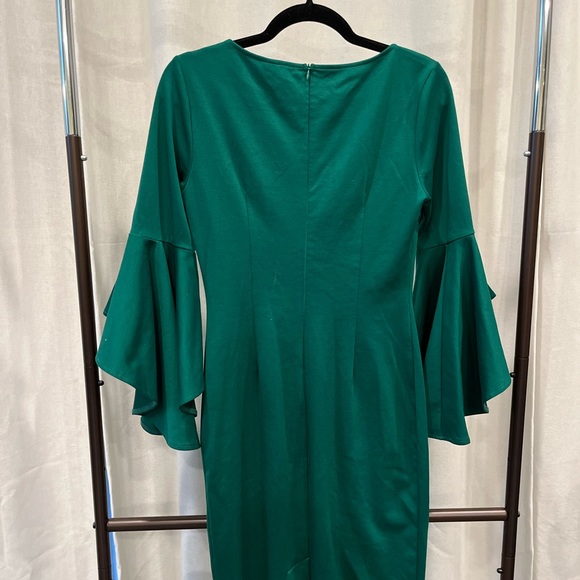 VFSHOW ruffle bell sleeve bodycon green dress size S small - Picture 3 of 6